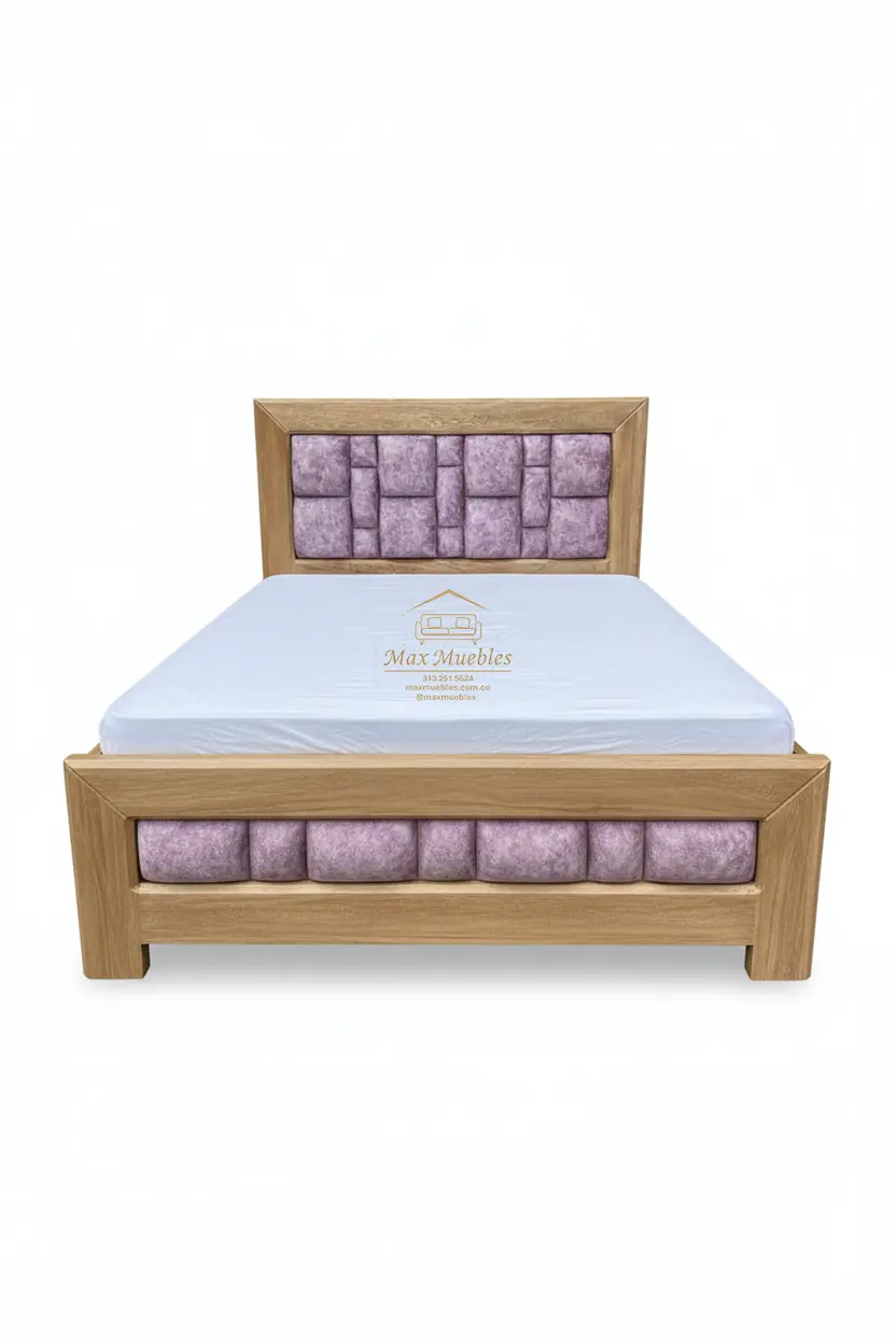 Vista 3 de Cama Tapizada Flor Morado